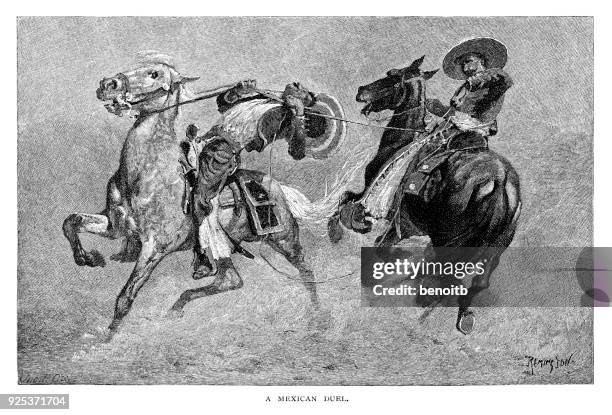 mexican duel - dueling stock illustrations