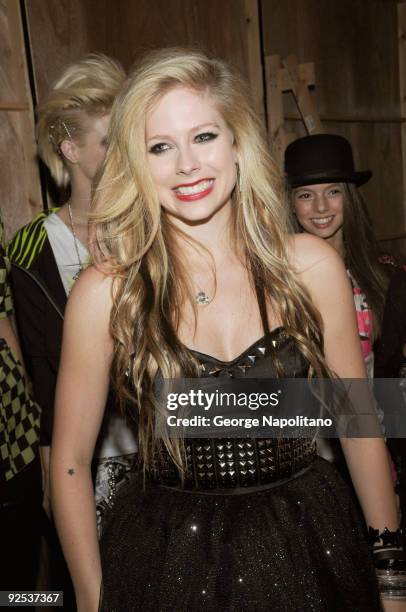 Designer and singer Avril Lavigne back stage at the STYLE360's presentation of Abbey Dawn by April Lavigne Spring 2010 at the Metropolitan Pavilion...