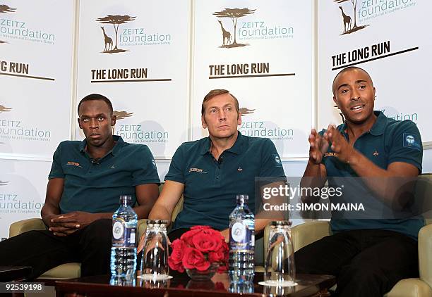 Jamaican Triple Olympic and world champion sprinter Usain Bolt , Jochen Zeitz of the Zeitz Foundation 'The Long Run' founder and CEO of sports...