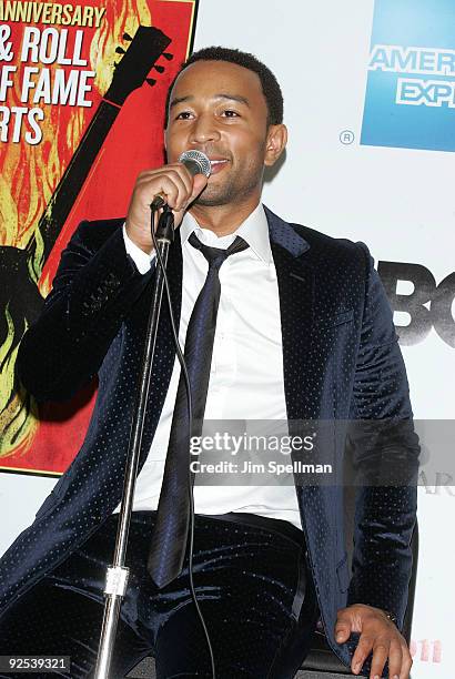 John Legend attends the 25th Anniversary Rock & Roll Hall of Fame Concert at Madison Square Garden on October 29, 2009 in New York City.