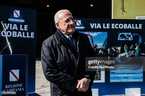 Region Campania Governor Vincenzo De Luca visits Ecoballe Plant STIR, in Giugliano, Italy, on February 28, 2018.