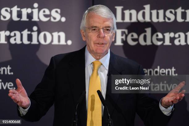 Sir John Major gives a speech on Brexit at Somerset House on February 28, 2018 in London, England. The former Conservative Prime Minister is set to...