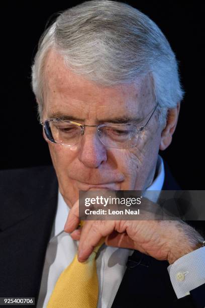 Sir John Major gives a speech on Brexit at Somerset House on February 28, 2018 in London, England. The former Conservative Prime Minister is set to...