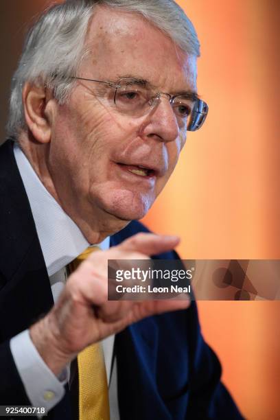 Sir John Major gives a speech on Brexit at Somerset House on February 28, 2018 in London, England. The former Conservative Prime Minister is set to...