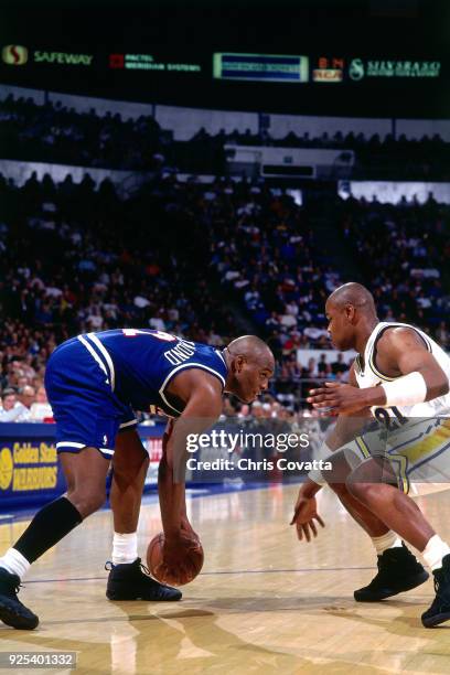 Mitch Richmond of the Sacramento Kings drives during a game played on February 15, 1994 at the Arena in Oakland in Oakland, California. NOTE TO USER:...