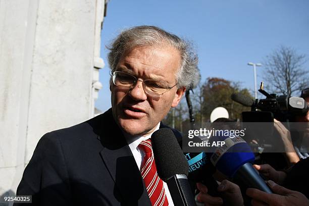 Minister of Justice and Institutional Reforms Stefaan De Clerck leaves after a meeting with the prison guards at the prison Leuven Centraal, in...