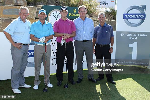 Colin Montgomerie, Sergio Garcia of Spain, Martin Kaymer of Germany, President of Volvo Event Management Per Ericsson and Corey Pavin pose on the 1st...