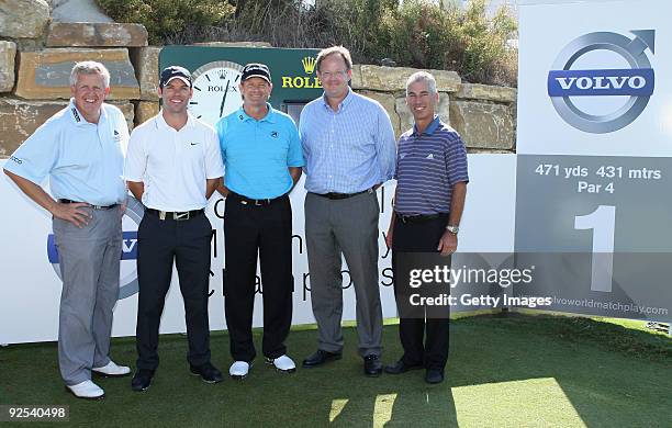 Colin Montgomerie, Paul Casey of England, Retief Goosen of South Africa, President of Volvo Event Management Per Ericsson and Corey Pavin pose on the...