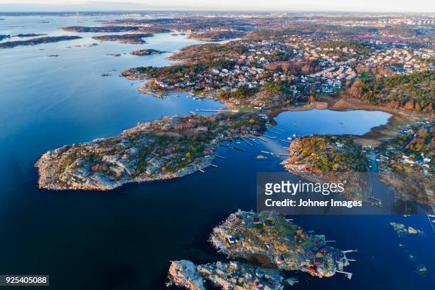 aerial view of coast - västra götaland county stock pictures, royalty-free photos & images