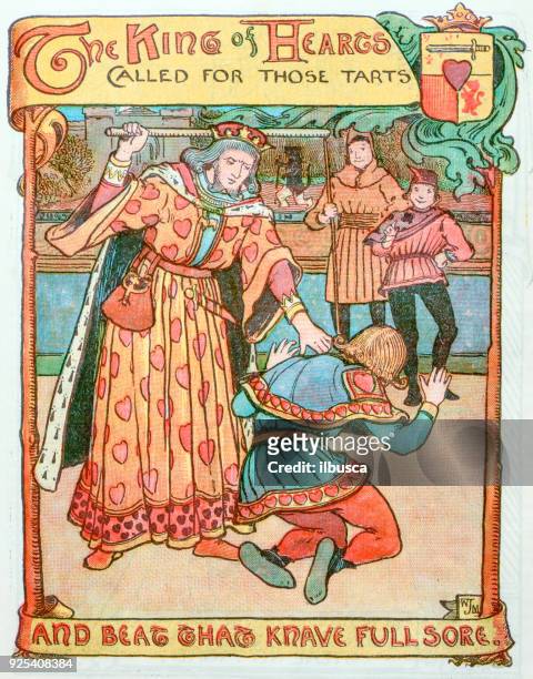 antique children book illustrations: king of hearts - king of hearts stock illustrations