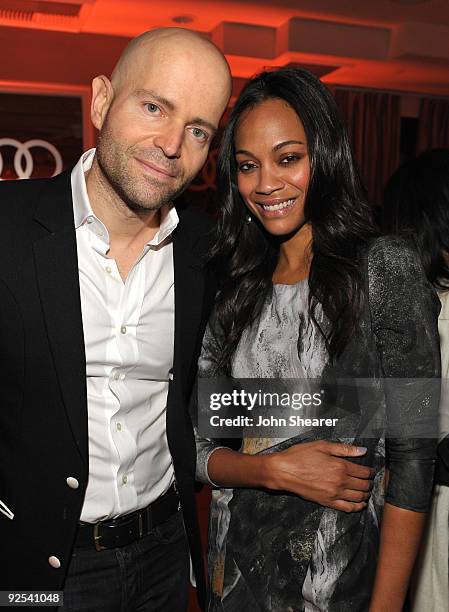 Marc Forster and Zoe Saldana attend the Audi Diesel dinner at Sunset Tower on October 29, 2009 in West Hollywood, California.