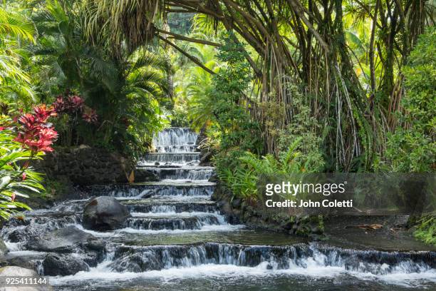 cascading waterfalls, thermal springs, tourist resort - costa rica waterfall stock pictures, royalty-free photos & images