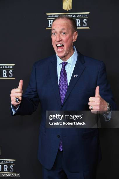 7th Annual NFL Honors: Portrait of former Buffalo Bills QB Jim Kelly on red carpet before ceremony at Cyrus Northrop Memorial Auditorium....