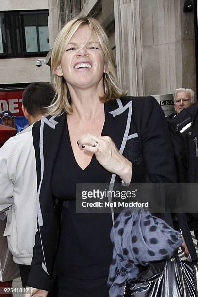 Zoe Ball sighted leaving BBC Radio 2 on October 30, 2009 in London, England.
