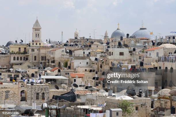 View on the old city of jerusalem on May 18, 2014 in Jerusalem, Israel.