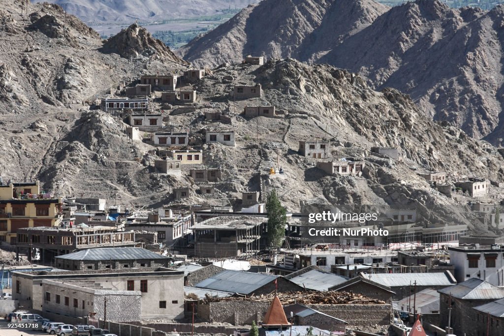 Leh town in Jammu and Kashmir, India