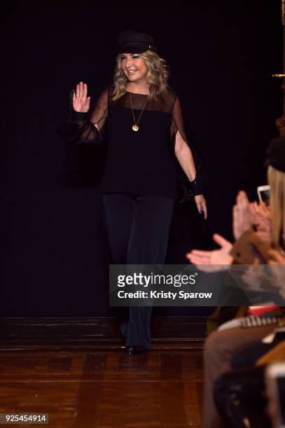 Designer Ingie Chalhoub walks the runway during the Ingie show as part of the Paris Fashion Week Womenswear Fall/Winter 2018/2019 on February 28,...