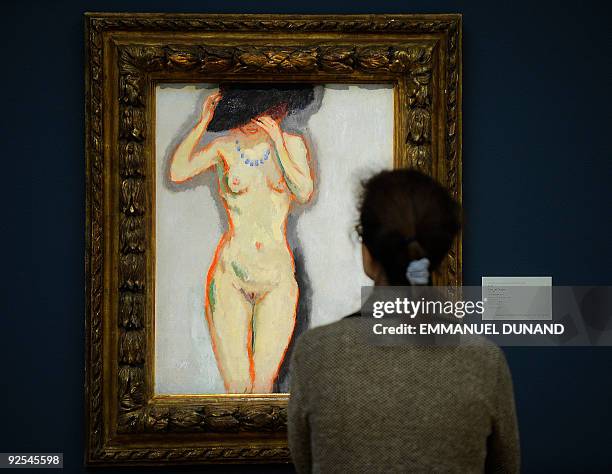 "Nu au Chapeau Noir" by Kees van Dongen is on display during a preview of Sotheby's impressionist and modern art sale in New York, October 30, 2009....