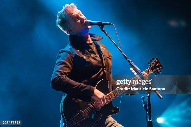 Josh Homme singer member of the band Queens of the Stone Age performs live on stage at Allianz Parque on February 27, 2018 in Sao Paulo, Brazil.