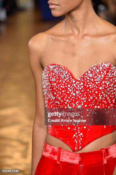 Model walks the runway during the Ingie show as part of the Paris Fashion Week Womenswear Fall/Winter 2018/2019 on February 28, 2018 in Paris, France.