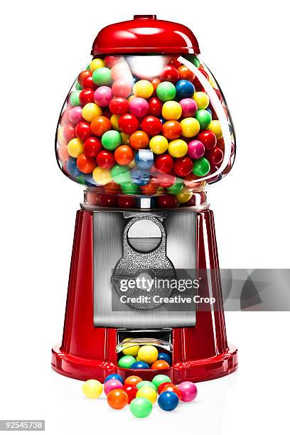 bubble gum machine full of gum balls - gum stock pictures, royalty-free photos & images