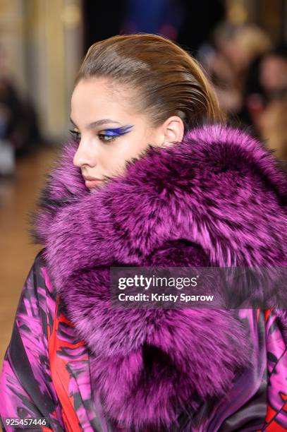 Model walks the runway during the Ingie show as part of the Paris Fashion Week Womenswear Fall/Winter 2018/2019 on February 28, 2018 in Paris, France.