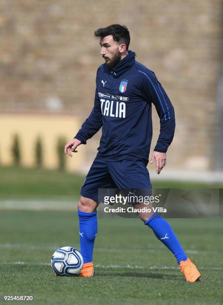 Danilo Cataldi of Italy in action during the frienldy match between Italy and Fiorentina U19 at Coverciano on February 28, 2018 in Florence, Italy.