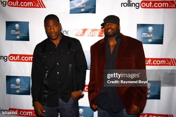 Chicago Bears football players Adewale Ogunleye and Israel Idonije walk the red carpet at The Shrine in Chicago, Illinois on October 26, 2009.