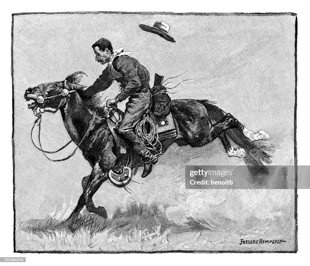 Cowboy on bucking horse