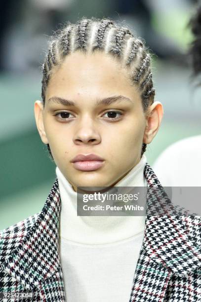 Hiandra Martinez walks the runway during the Lacoste show as part of the Paris Fashion Week Womenswear Fall/Winter 2018/2019 on February 28, 2018 in...