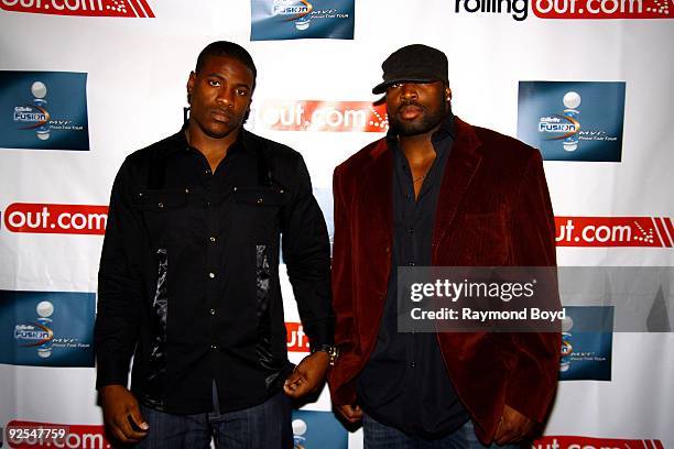 Chicago Bears football players Adewale Ogunleye and Israel Idonije walks the red carpet at The Shrine in Chicago, Illinois on October 26, 2009.