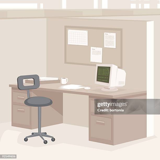 office cubicle - office desk drawer stock illustrations
