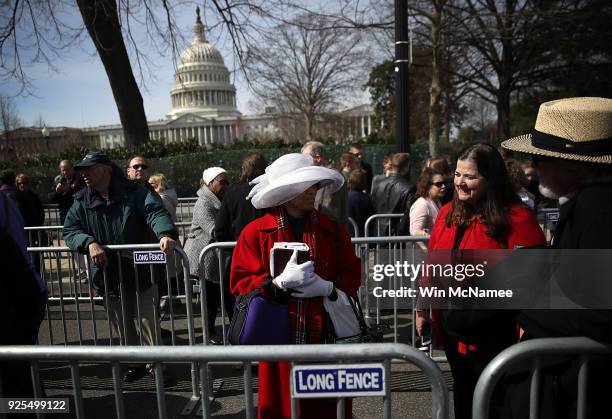Evangelist Mary Clement waits in line with members of the public to view the casket of Christian evangelist and Southern Baptist minister Billy...