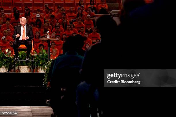 Billionaire hedge-fund manager T. Boone Pickens speaks during a town hall meeting at Oklahoma State University's Gallagher-Iba Arena in Stillwater,...