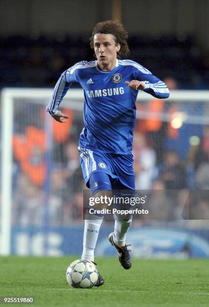 David Luiz of Chelsea in action during the UEFA Champions League group E match between Chelsea FC and Bayer 04 Leverkusen at Stamford Bridge in...