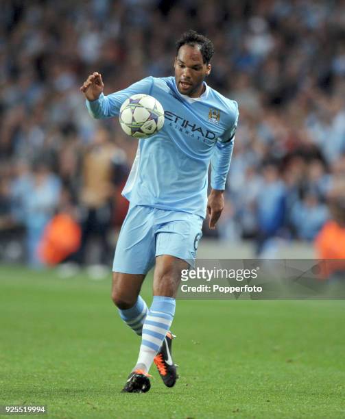 Joleon Lescott of Manchester City in action during the UEFA Champions League Group A match between Manchester City and SSC Napoli at the Etihad...