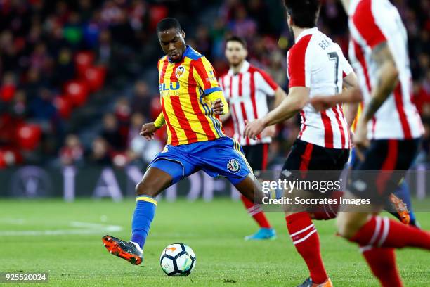 Geoffrey Kondogbia of Valencia CF during the La Liga Santander match between Athletic de Bilbao v Valencia at the Estadio San Mames on February 28,...