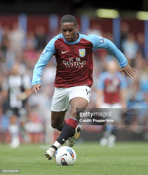 Charles N'Zogbia of Aston Villa in action during the Barclays Premier League match between Aston Villa and Newcastle United at Villa Park in...