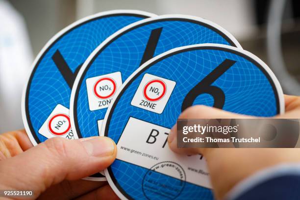 Berlin, Germany Blue plaques to regulate diesel driving bans are kept on February 28, 2018 in Berlin, Germany.