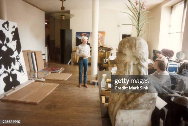 Portrait of Andy Warhol talking at The Factory, September 13, 1981 at 860 Broadway, New York City, New York.