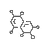 Simple chemistry formula and molecule line icon. Symbol and sign vector illustration design. Isolated on white background