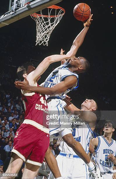 Playoffs: North Carolina Jerry Stackhouse in action, dunk vs Boston College. Landover, MD 3/18/1994 CREDIT: Manny Millan