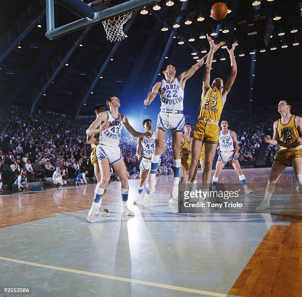 North Carolina Bobby Lewis in action, rebound vs Wake Forest. Raleigh, NC 2/9/1967 CREDIT: Tony Triolo