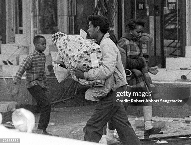 Chicago Riots 1968 Book Pedestrians, including several children and one young man with a ...