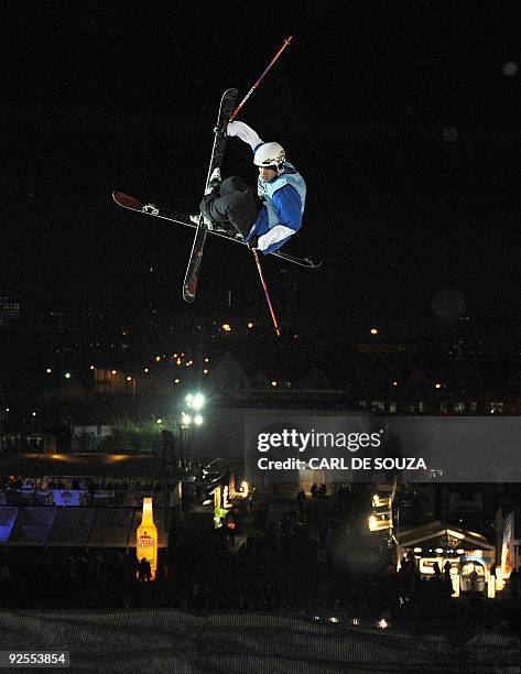 Skier is pictured as he takes part in a qualifying session at the Battersea power staion, London on October 30, 2009. The session took place ahead of...