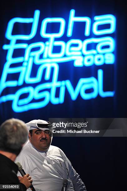 Actor Hafiz Ali Ali speak onstage at DOHA TALKS: Qatar on Film - The Scents of Shadows and Jasim at the Museum of Islamic Art during the 2009 Doha...