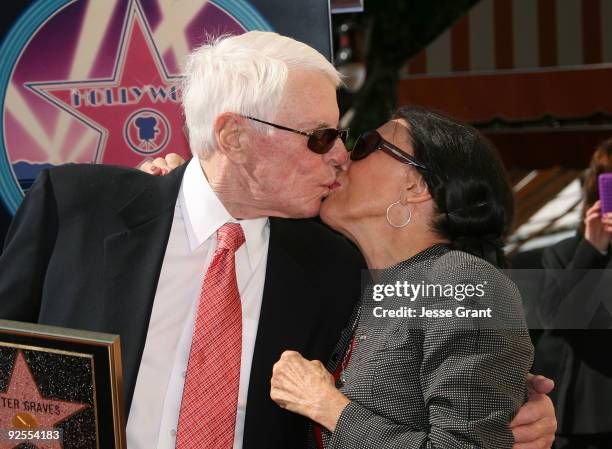 Peter Graves and his wife Joan Endress whlie being honored with a star on the Hollywood Walk of Fame on October 30, 2009 in Hollywood, California.