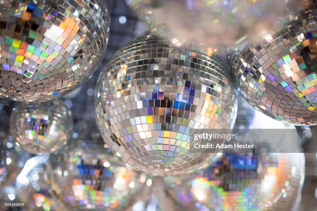 Disco balls on ceiling