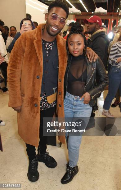 Tinie Tempah and Tinea Taylor attend the What We Wear x Axel Arigato pop up shop launch party on February 28, 2018 in London, England.