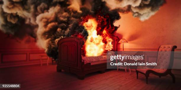 smoke from burning bed - burning photograph stock pictures, royalty-free photos & images